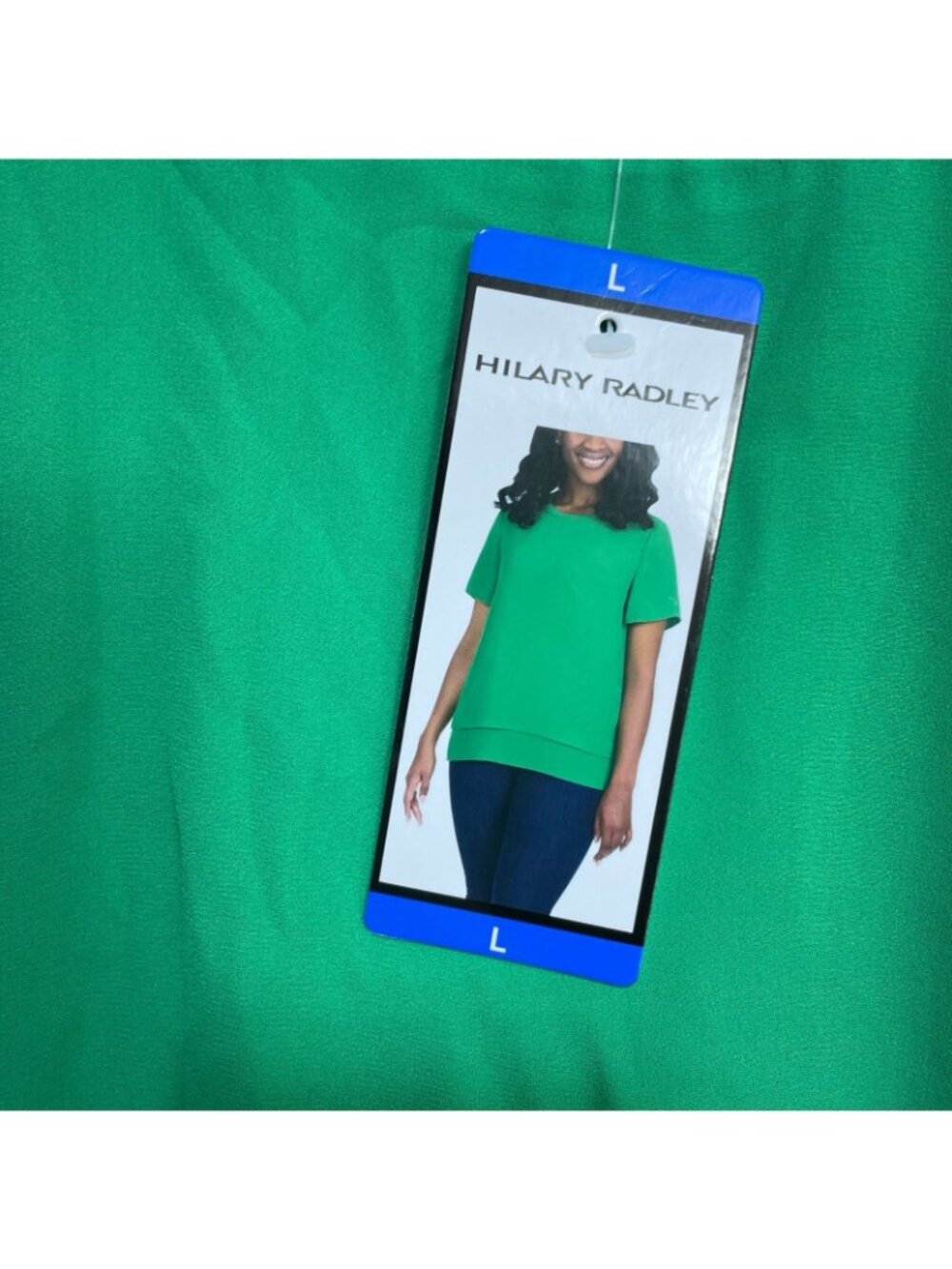 NWT Hilary Radley Women's L Green Layered Short Sleeve Blouse Chiffon B1330 - Picture 11 of 14